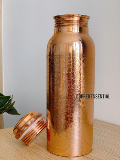 Handmade Embossed Copper Bottle - 650 ml