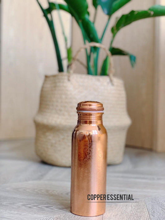 Handmade Embossed Copper Bottle - 650 ml