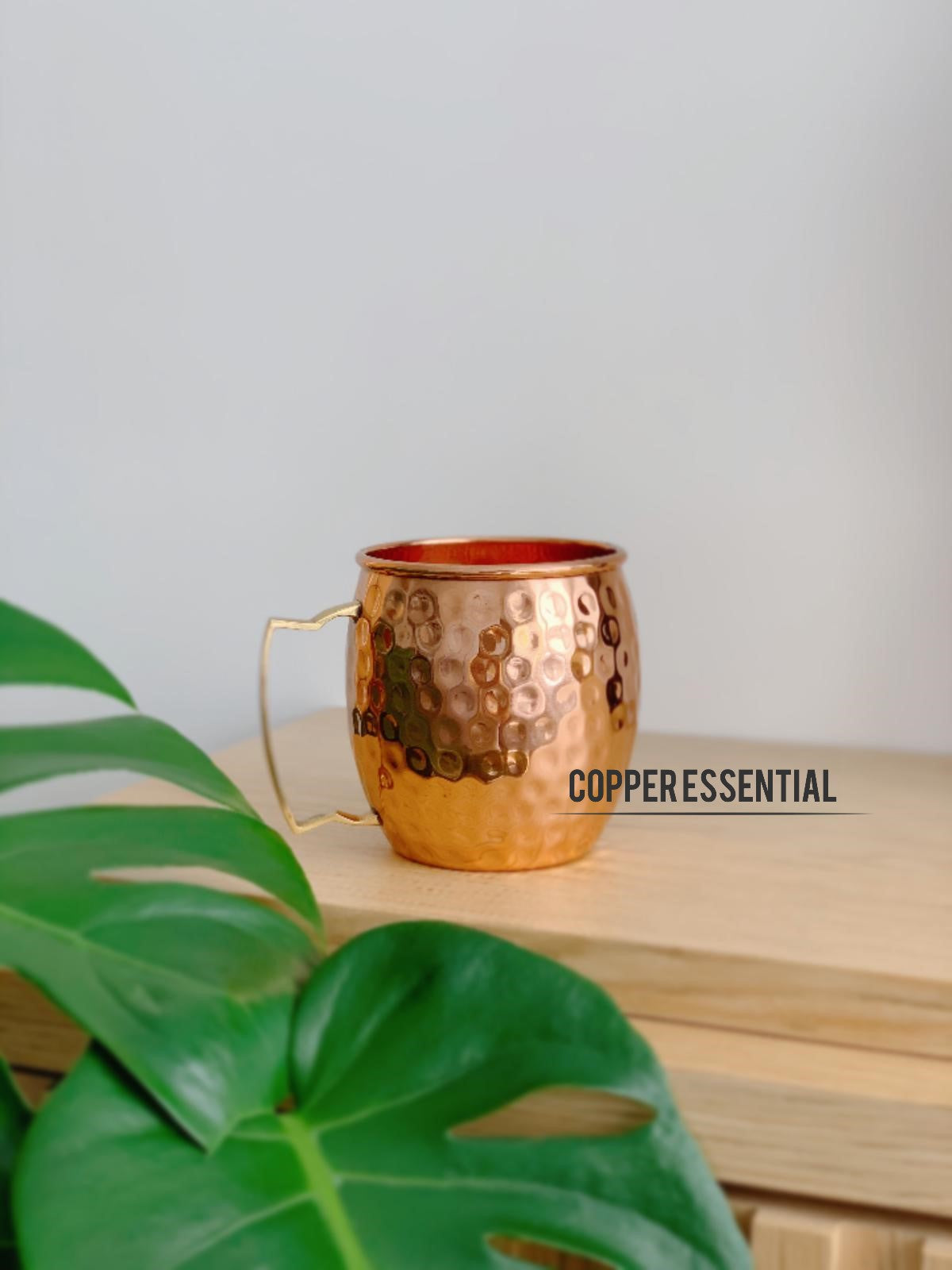 Handmade Hammered Copper Mug ( D shape handle)