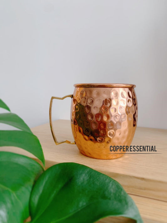 Handmade Hammered Copper Mug ( D shape handle)