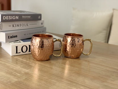 Handmade Hammered Copper Mug (C Brass Handle)