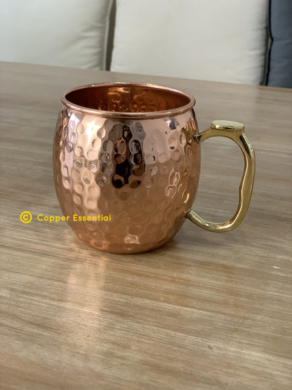 Handmade Hammered Copper Mug (C Brass Handle)