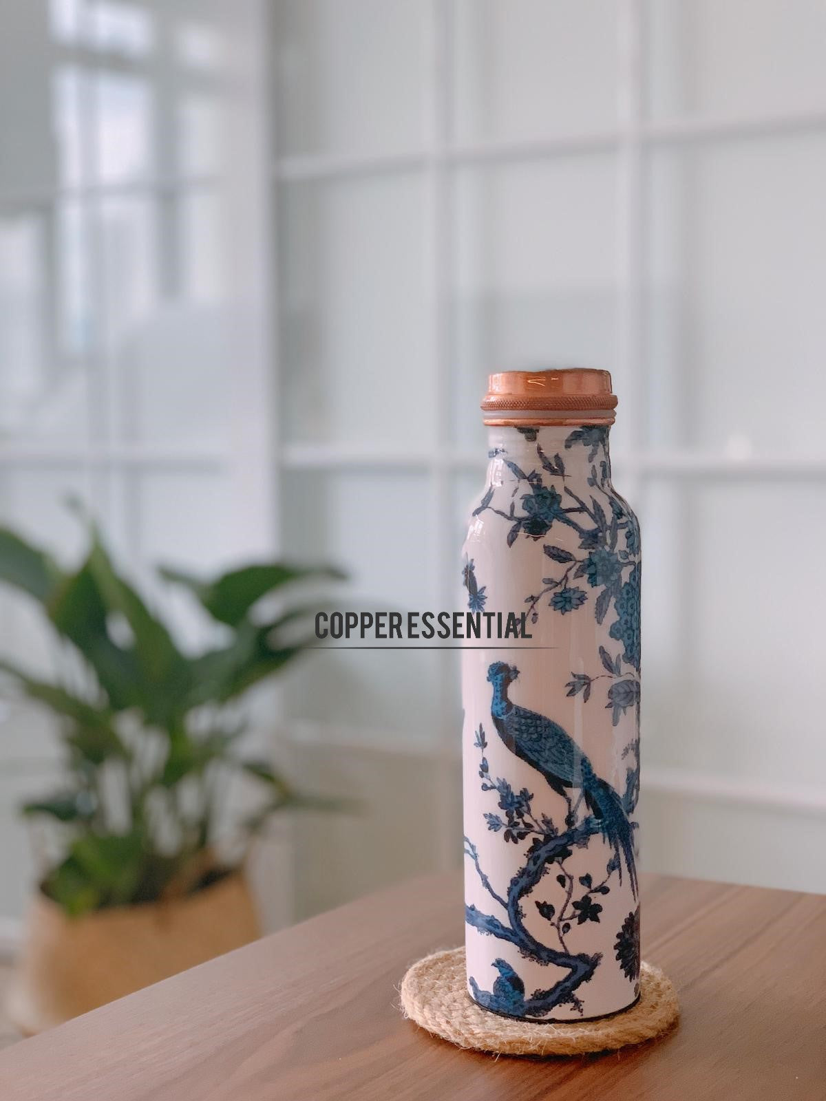 Handmade Copper Bottle (Peacock) - 500ml