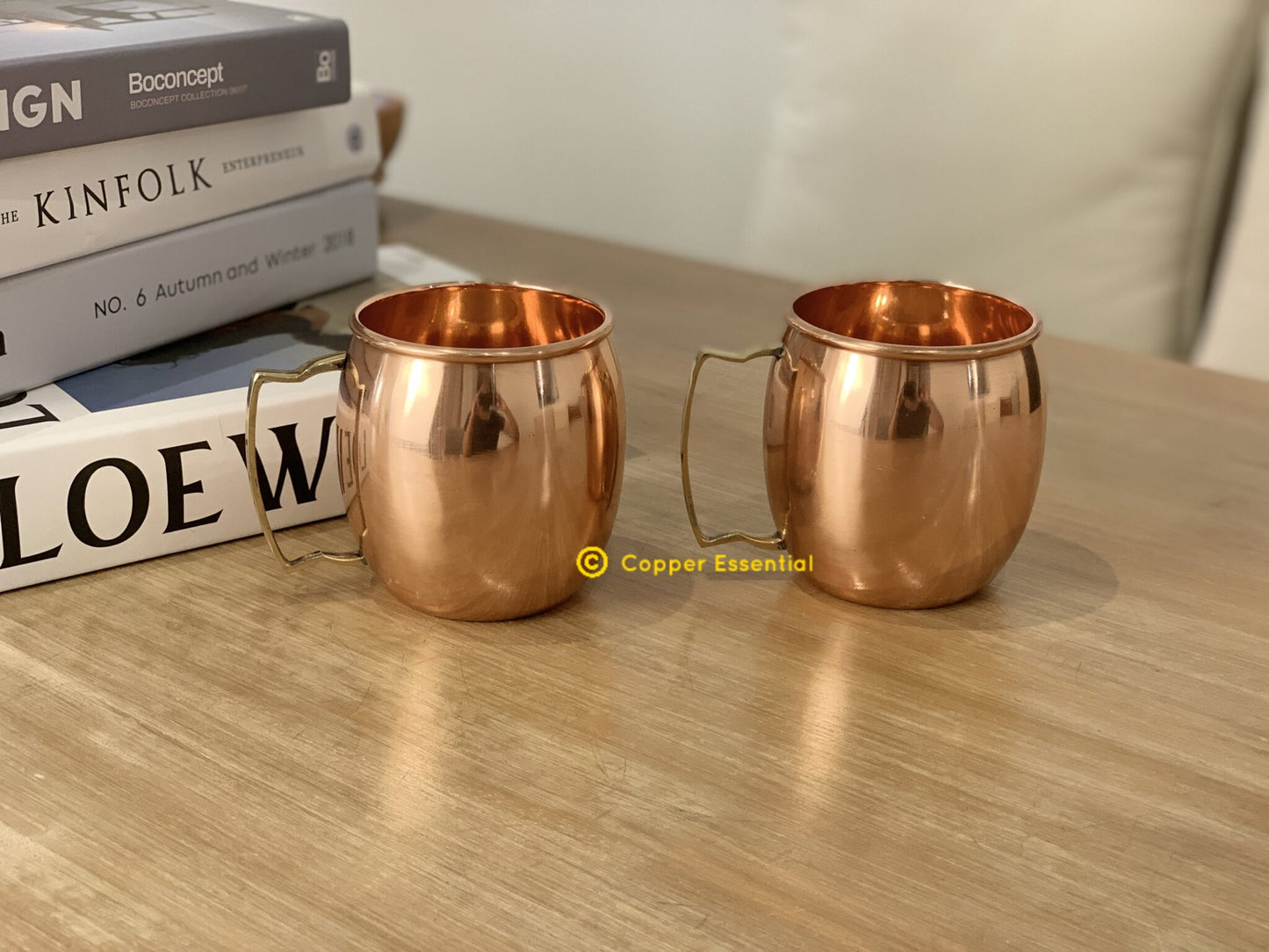 Handmade Plain Copper Mug (D Brass Handle)