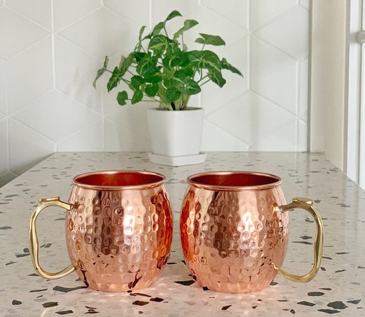 Handmade Hammered Copper Mug (C Brass Handle)