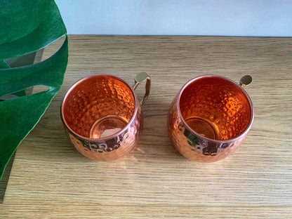 Handmade Hammered Copper Mug (C Brass Handle)