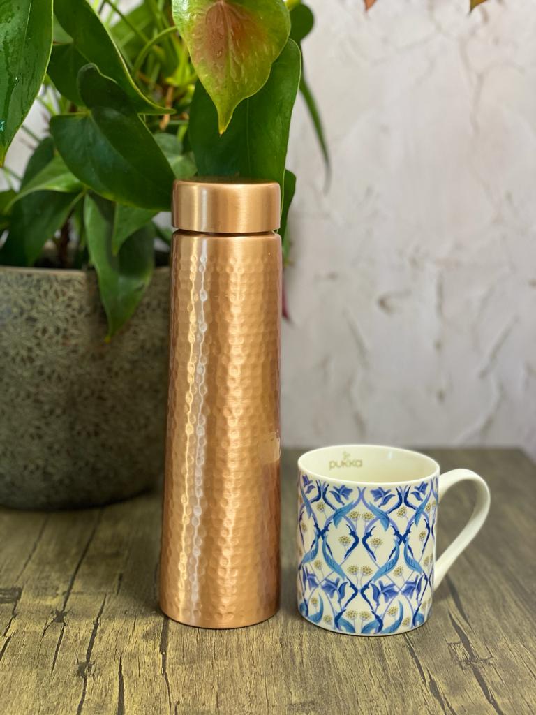 Handmade Copper Bottle (Straight Hammered) - 900ml