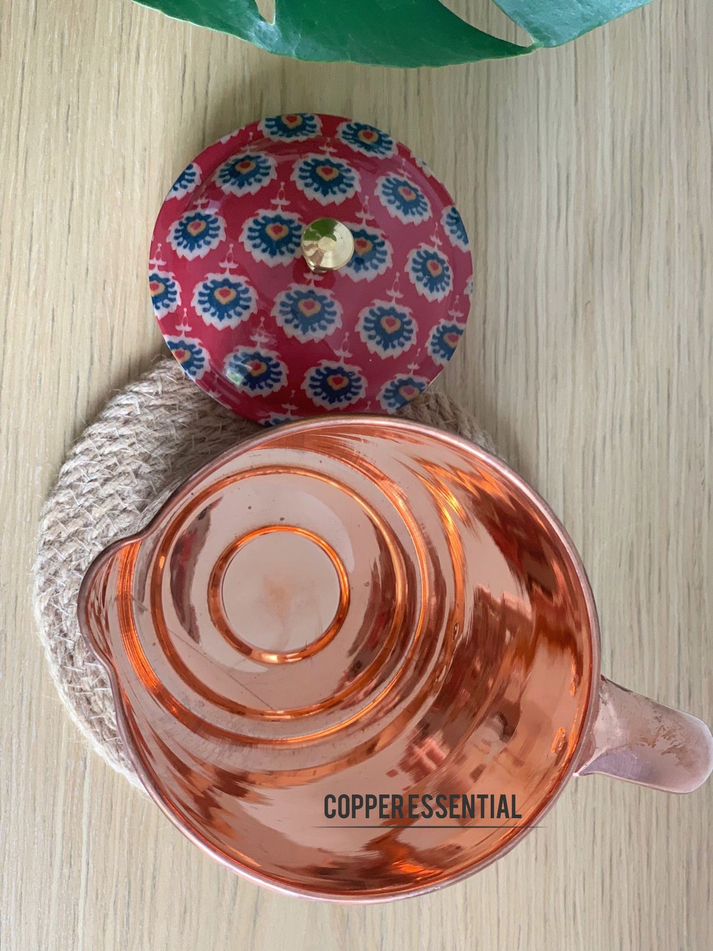 Handmade Red Pattern Copper Jug & Glass Set