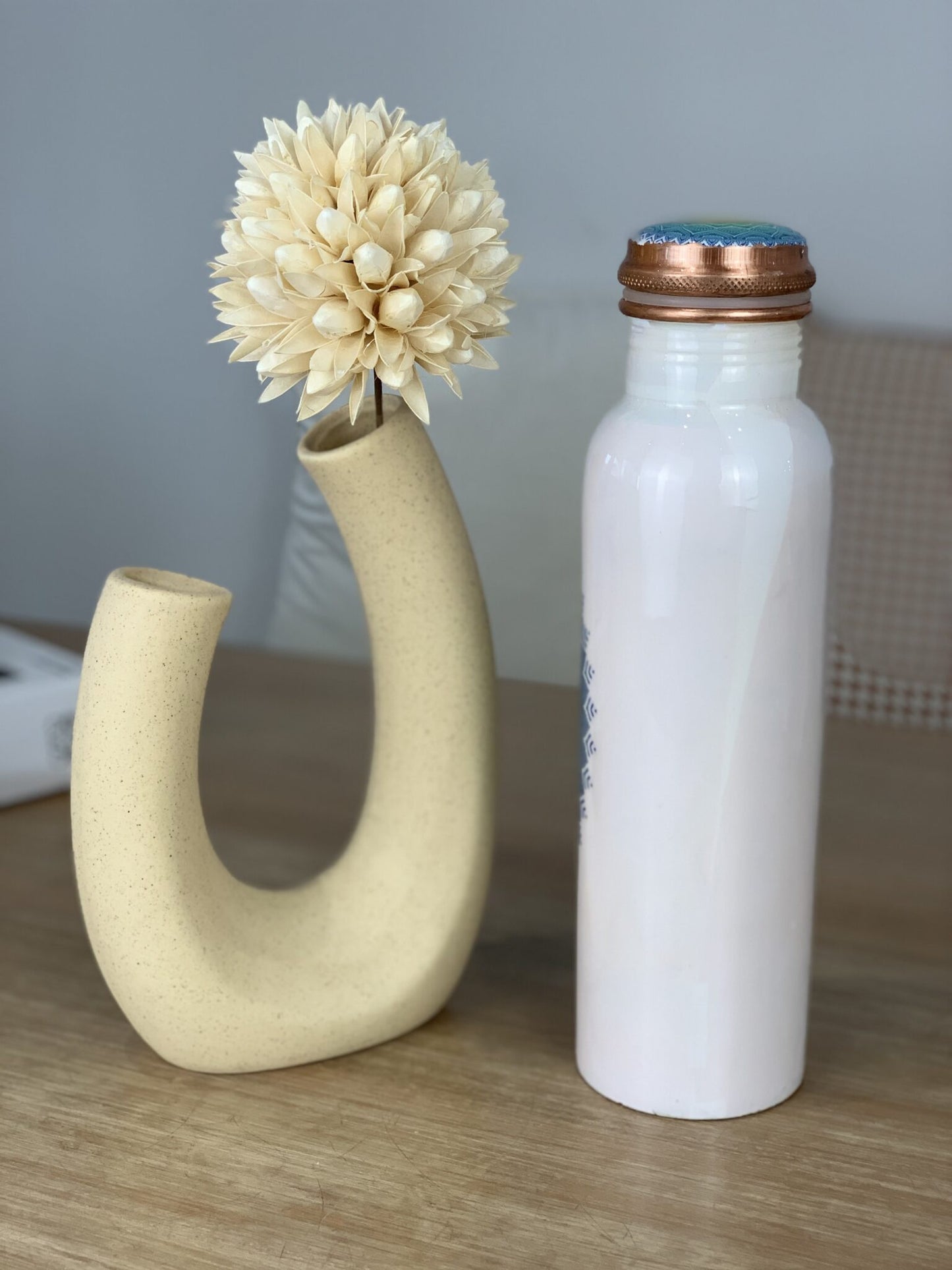 Handmade Copper Bottle (White Mandala) - 950ml