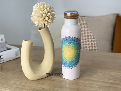 Handmade Copper Bottle (White Mandala) - 950ml